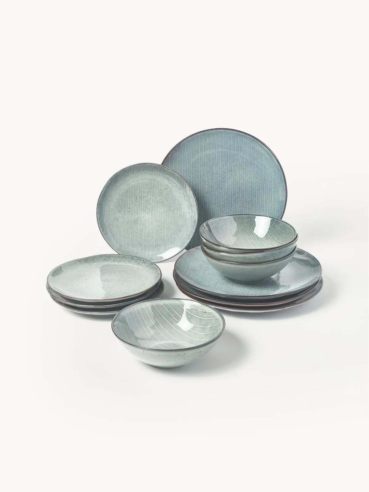Handgemaakte serviesset Nordic Sea, 4 personen, 12-delig de Broste Copenhagen – photo du produit