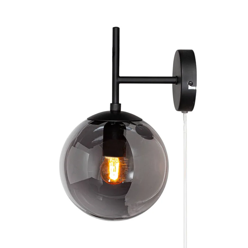 vägglampa Boyle med kabel, 32 cm från By Rydéns i Svart, Rookgrijs – produktbild