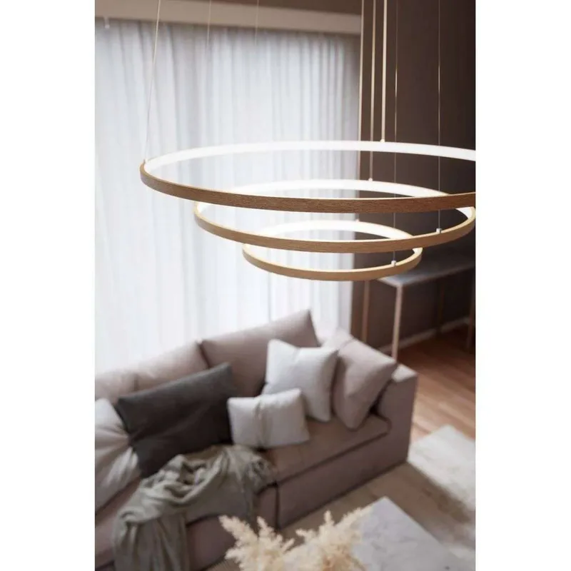 By Rydens LED hanglamp Trione, naturel, Ø 80 cm, hout by By Rydéns in Natural, Nikkel – product photo