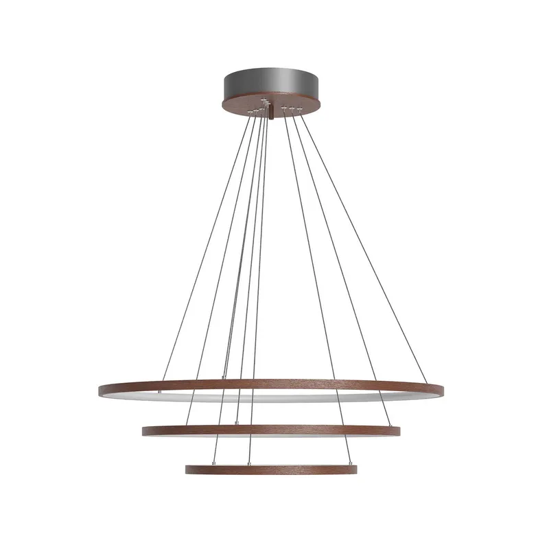 By Rydens LED hanglamp Trione, walnoot, Ø 80 cm, hout by By Rydéns in Notenhout, Nikkel – product photo