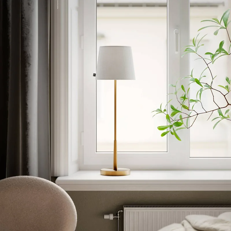By Rydens tafellamp Lumi, 69 cm, goud/wit, textiel by By Rydéns in Gold, White – product photo
