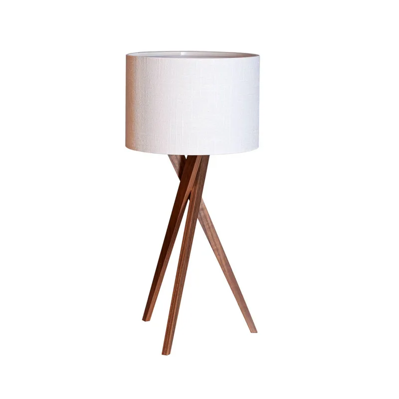 By Rydens tafellamp Vega, notenhout/wit, 55 cm, hout, textiel van By Rydéns in Noot, Wit – productfoto