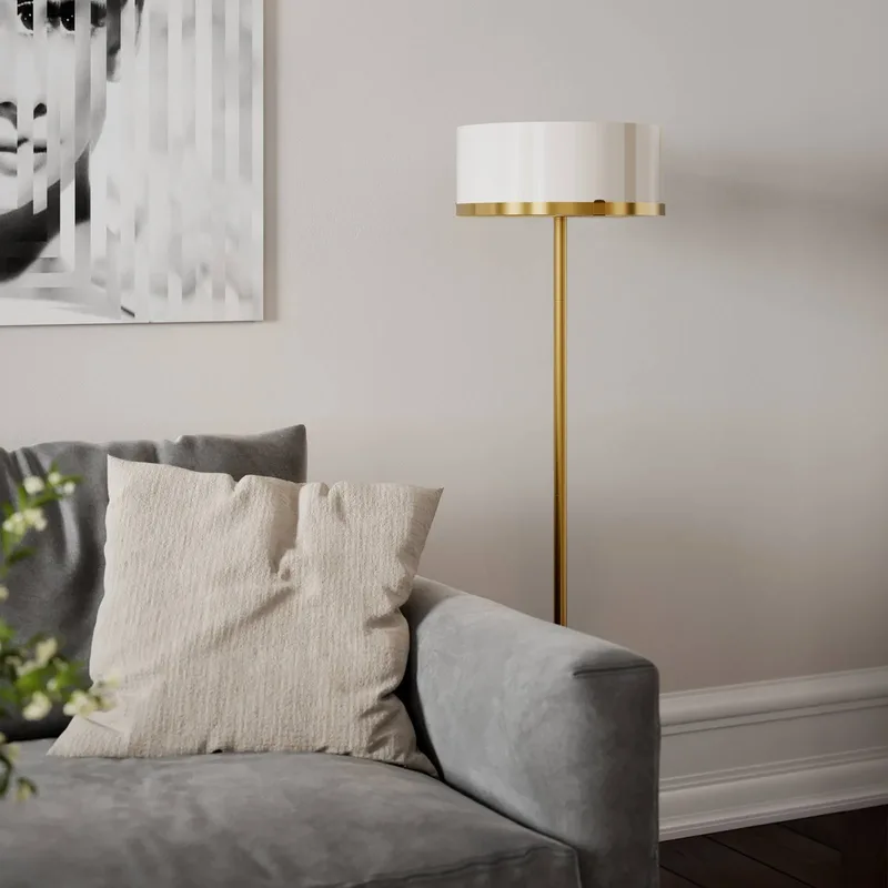 By Rydens vloerlamp Marcel, messing/wit, hoogte 150 cm de By Rydéns en Laiton, Blanc – photo du produit