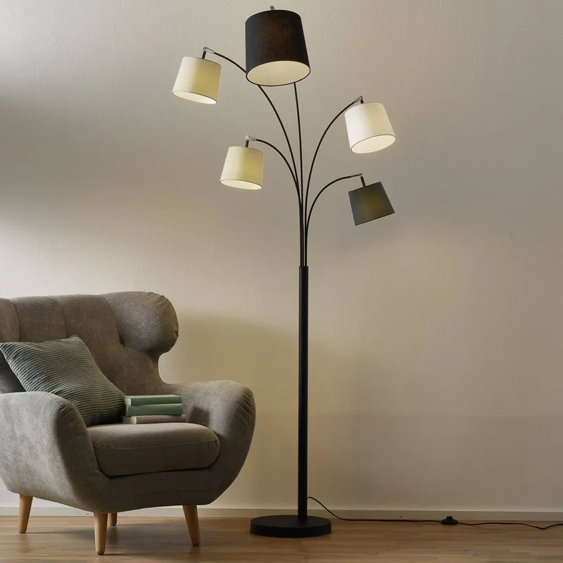 Foggy vloerlamp, 5 kappen, zwart fra By Rydéns i Sort, Grå, Lysegrå, Hvid – produktbillede
