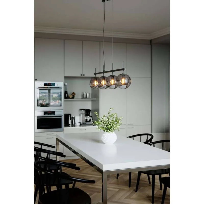 hanglamp Boyle, rookgrijs, 4-lamps, glas, E27 de By Rydéns en Rookgrijs, Noir – photo du produit