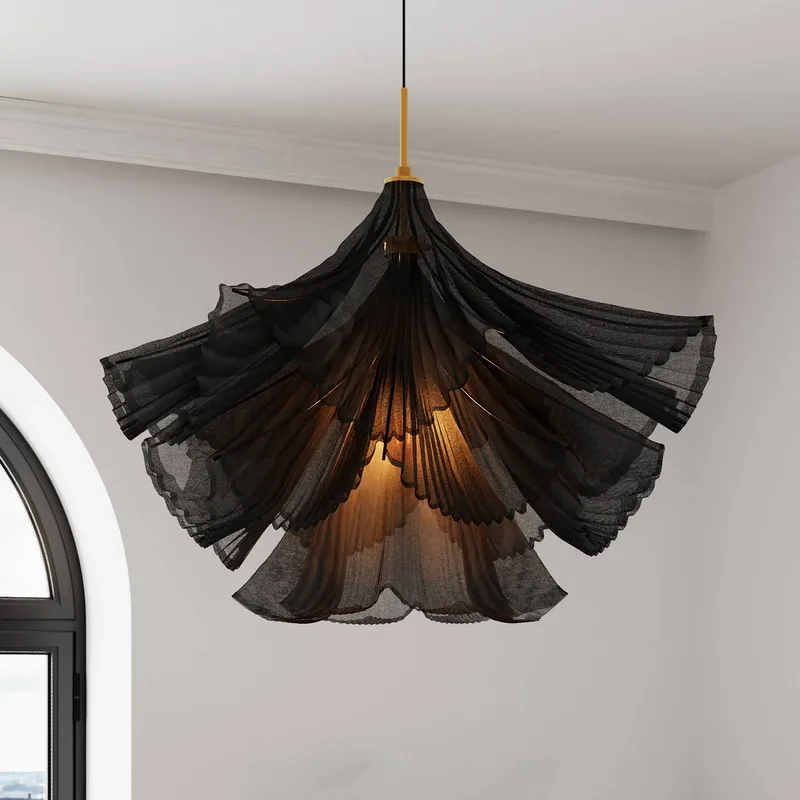 hanglamp Juliette, tule/metaal, E27 by By Rydéns in Black – product photo