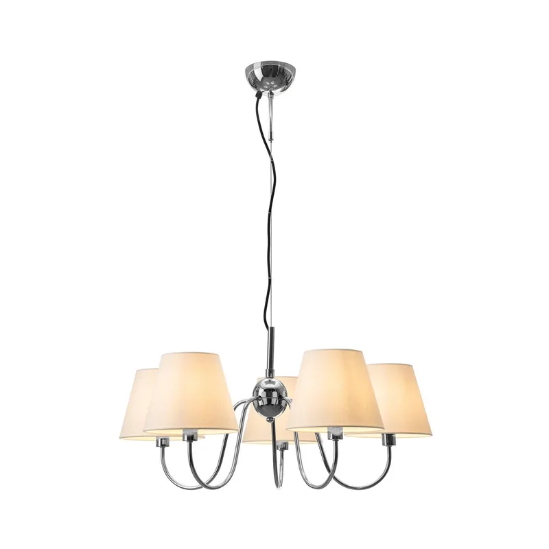 kroonluchter Lynx chroom/wit, 5-lamps, metaal, stof by By Rydéns in Chrome, White – product photo 2 of 2