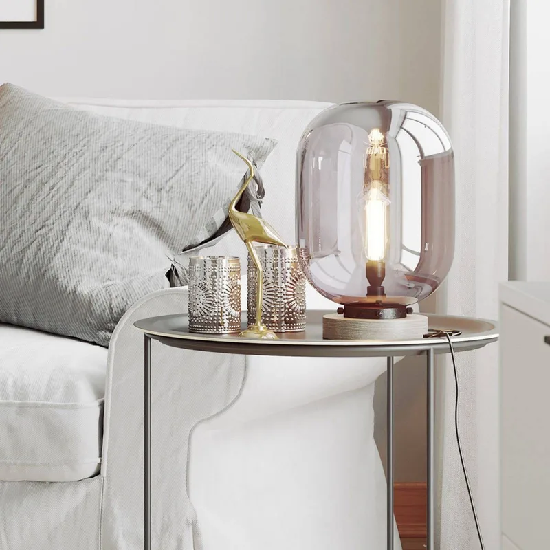 Leola glazen tafellamp in by By Rydéns in Rookgrijs – product photo