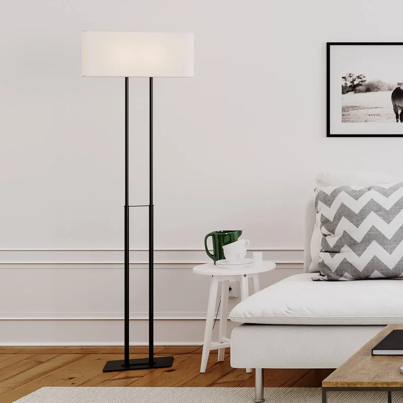 Luton vloerlamp, wit/zwart, 150cm fra By Rydéns i Hvid, Sort – produktbillede