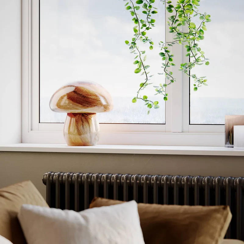 Mira Paddenstoel tafellamp, naturel, glas, E27 från By Rydéns i Natuurlijk, Brun – produktbild 2 av 2