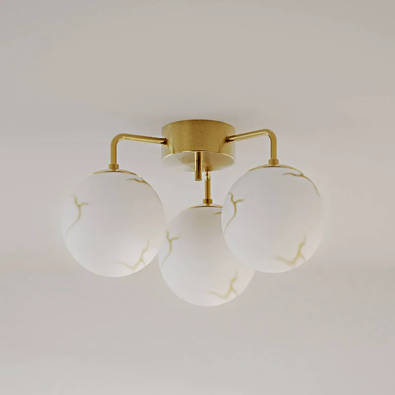 plafondlamp Bellagio, messing/wit, 3-lamps, glas von By Rydéns in Weiß, Messing – Produktfoto