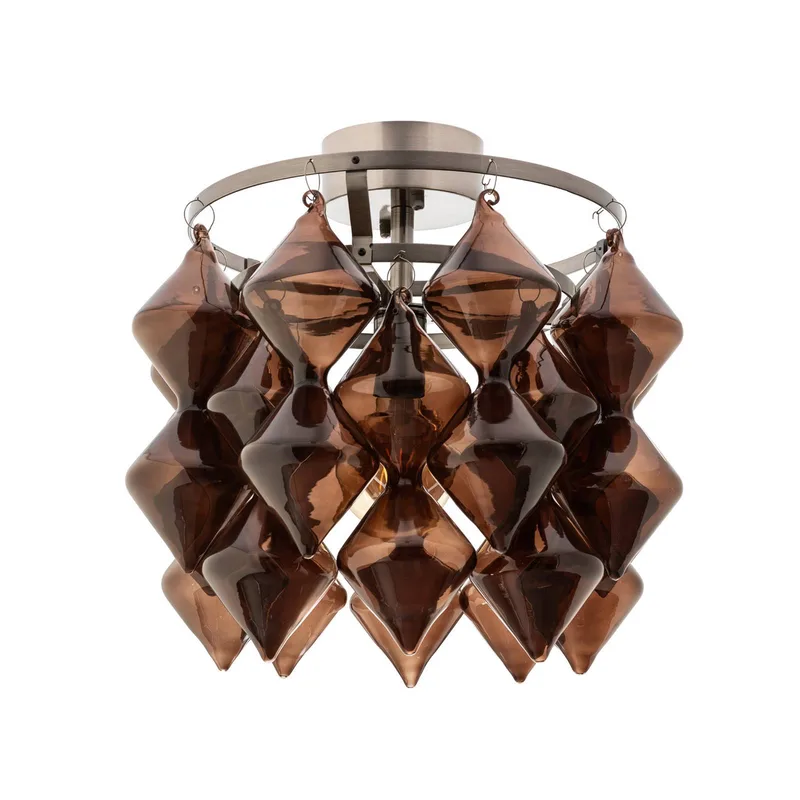 plafondlamp Gemma, bruin, staal, glas, E27 by By Rydéns in Brown, Geborsteld staal – product photo