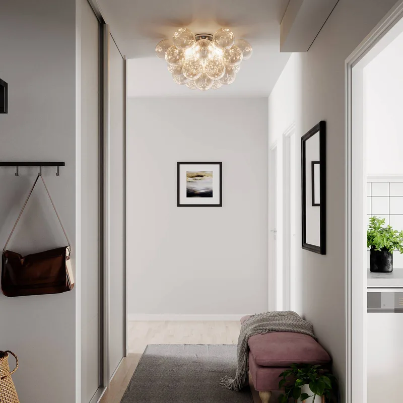 plafondlamp groot, amber, glas, Ø 70 cm, G9 fra By Rydéns i Amber, Geborsteld staal – produktbillede