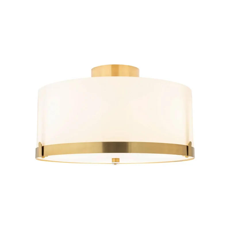 plafondlamp Marcel, messing/wit, glas, metaal by By Rydéns in Brass, White – product photo