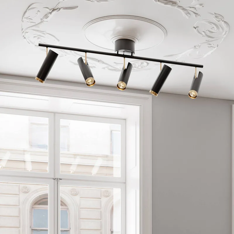 Puls Bar, plafondspot, 5-lamps zwart de By Rydéns en Mat zwart – photo du produit