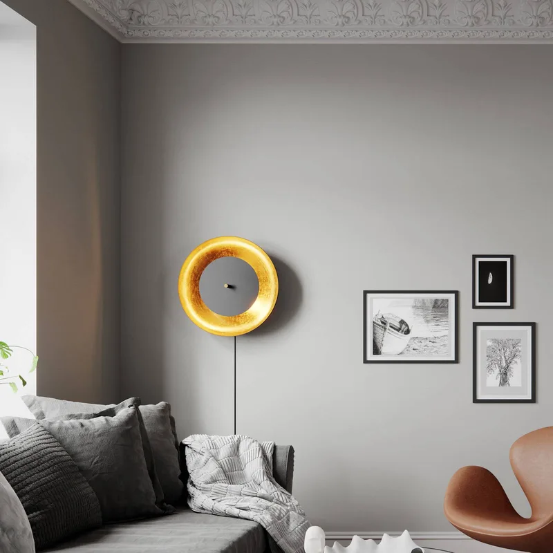 Shelby wandlamp, stekker zwart/goud by By Rydéns in Black, Gold – product photo