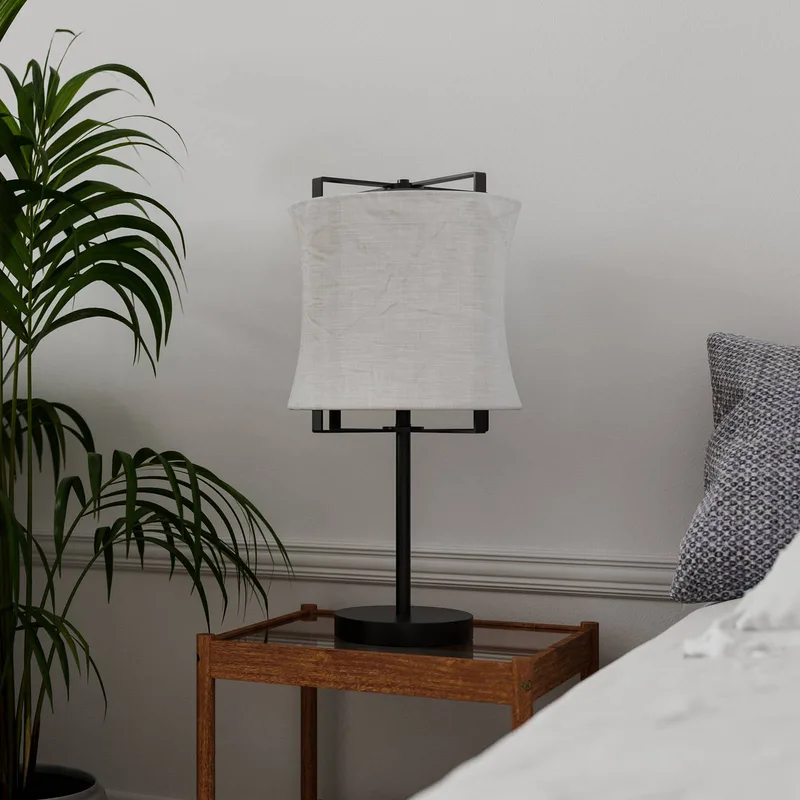 Softy tafellamp met linnen kap by By Rydéns in Black, White – product photo