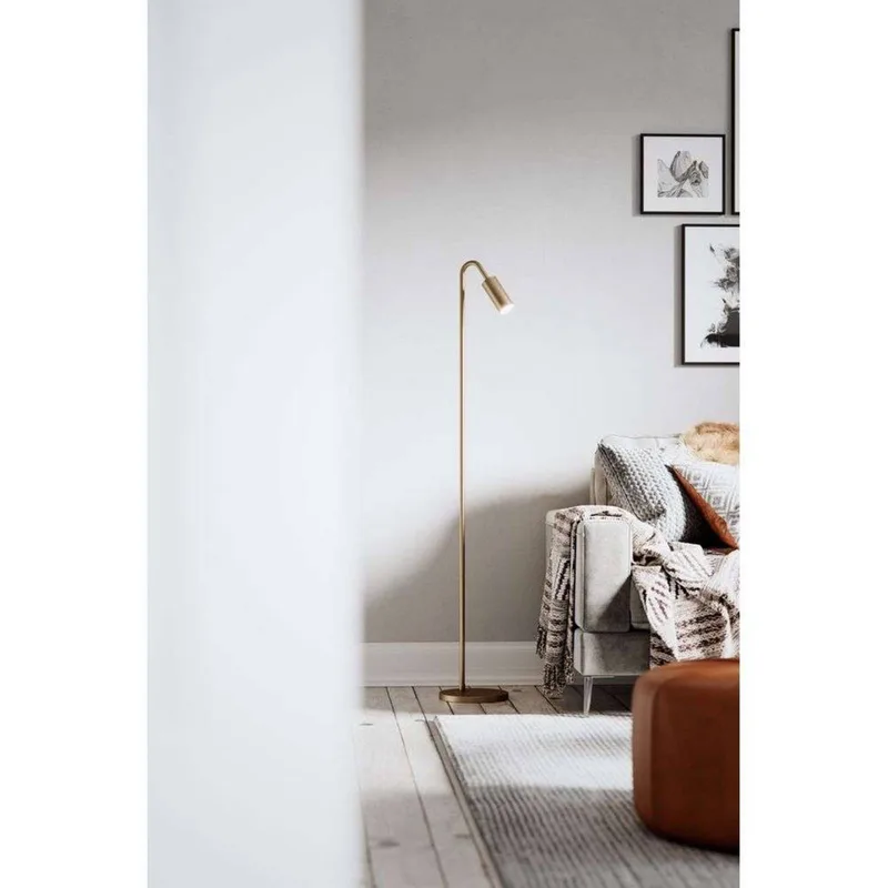 vloerlamp Curve, metaal, GU10 van By Rydéns in Mat goud – productfoto
