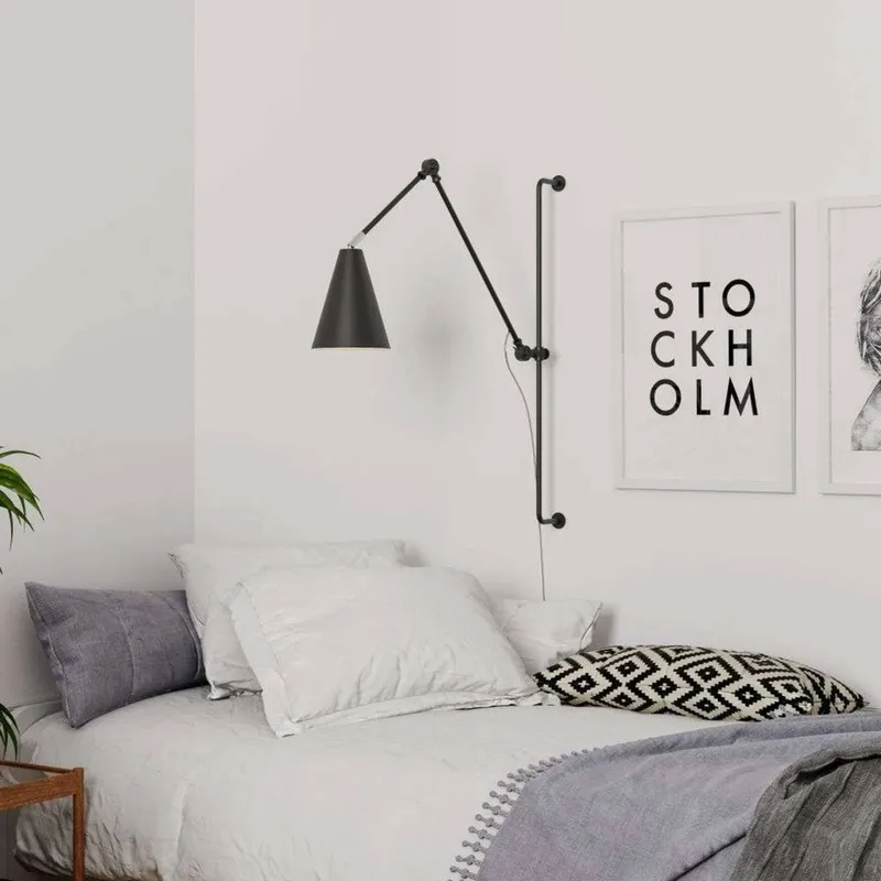 wandlamp Yukon Long, matzwart, metaal, E27 by By Rydéns in Black – product photo