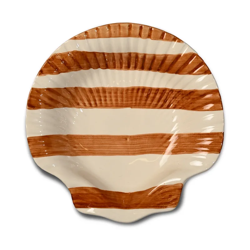 Armona stripe Teller 23,5x23,5 cm Hellbraun-weiß by Byon – product photo