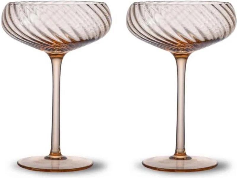 Champagneglazen Opacity perzik (set van 2) - Wijnglazen de Byon en Roze – photo du produit