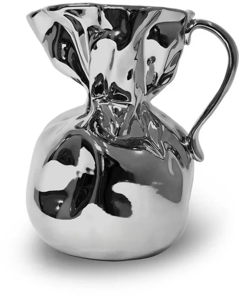 Crumple vaas 23.5x17cm H26cm by Byon in Zilver – product photo