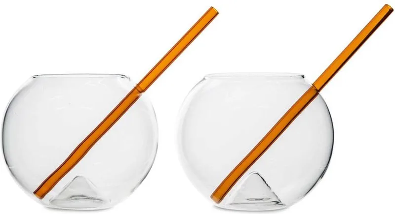 Glazen Met Rietjes Magaluf 2-Pack by Byon in Oranje – product photo