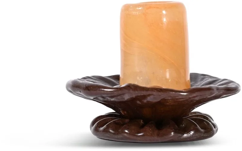 Kandelaar Lara orange/brown 9cm - Kandelaren by Byon in Bruin – product photo