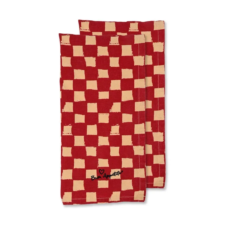 Love Geschirrtuch 50x70 cm 2er-Pack Rot-Sand by Byon – product photo