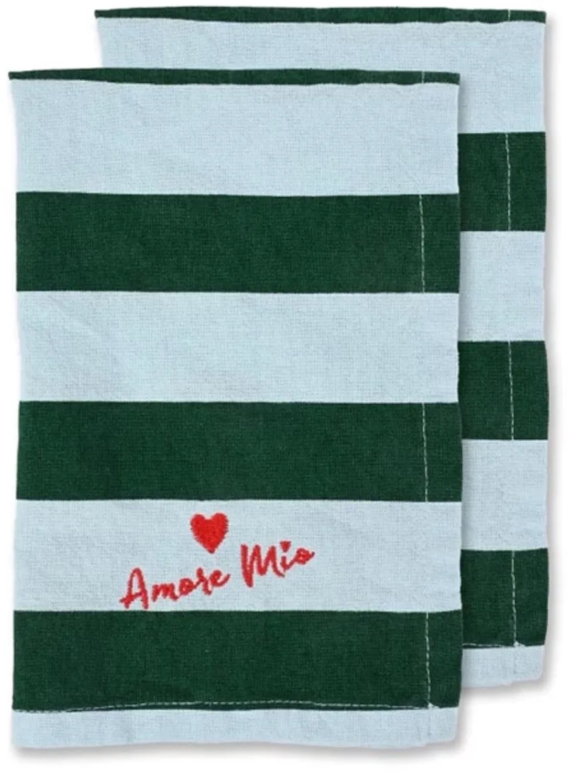 Love servet set van 2 45x45cm / lichtblauw by Byon in Groen – product photo