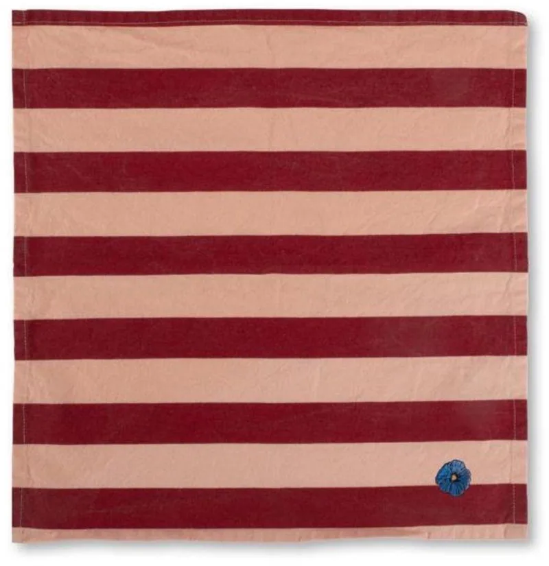 Servet Leya Streep rood en roze 45x45cm (set van 2) - Servetten de Byon en Groen – photo du produit