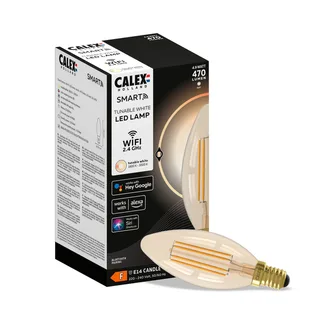 Smart E14 B35 kaars 4,9W 1800-3000K dimbaar van Calex in Goud – productfoto 5 van 5
