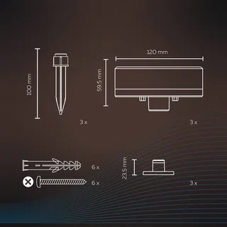 Smart grondspot voor buiten, CCT RGB 3-lamps. de Calex en Noir, Opaalwit – photo du produit 1 sur 3