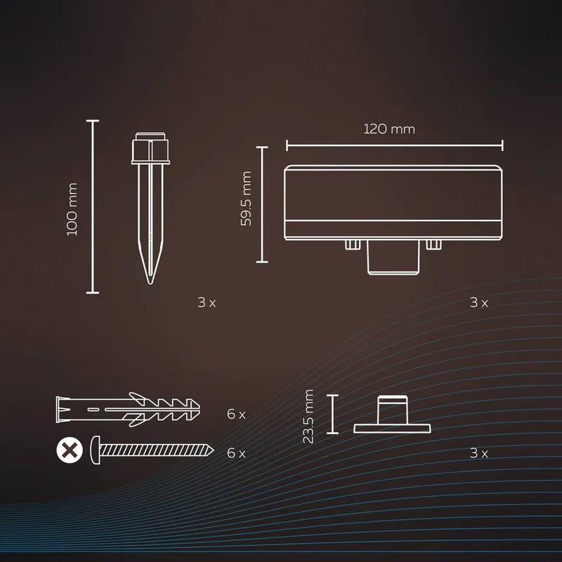 Smart grondspot voor buiten, CCT RGB 3-lamps. by Calex in Black, Opaalwit – product photo