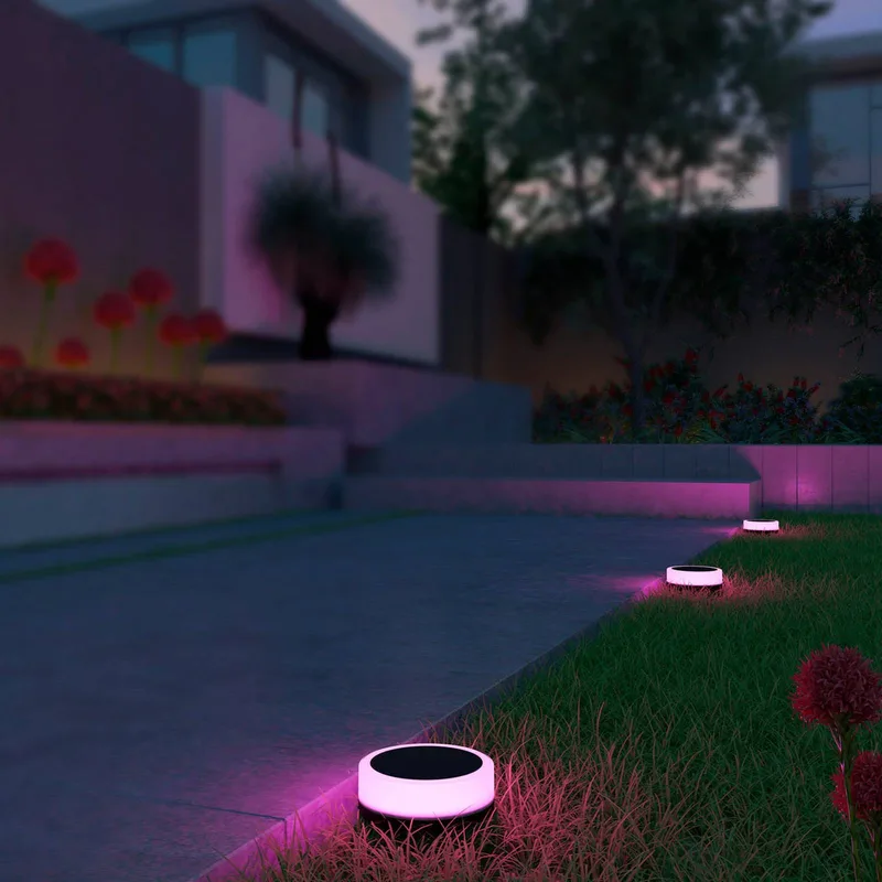 Smart grondspot voor buiten, CCT RGB 3-lamps. de Calex en Noir, Opaalwit – photo du produit 3 sur 3