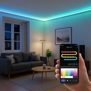 Smart LED strip, lengte 20 m, RGB, CCT-afstandsbediening fra Calex i Hvid – produktbillede 4 af 5