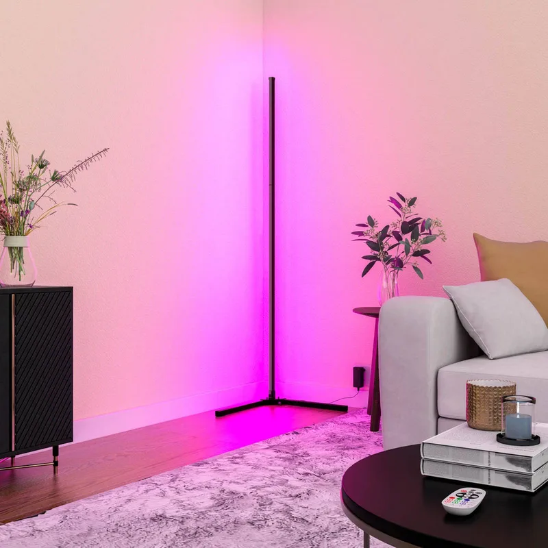 Smart LED vloerlamp met afstandsbediening RGBW van Calex in Zwart – productfoto 2 van 5