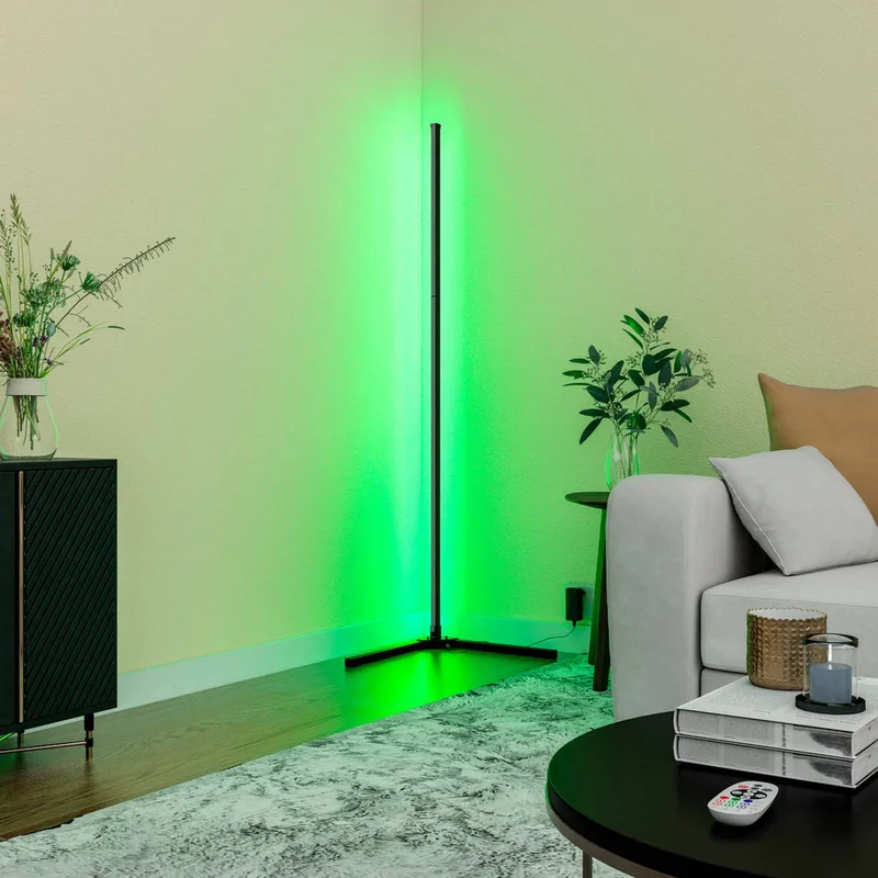 Smart LED-gulvlampe med fjernbetjening RGBW fra Calex i Sort – produktbillede