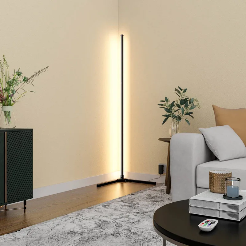 Smart LED vloerlamp met afstandsbediening RGBW van Calex in Zwart – productfoto 4 van 5