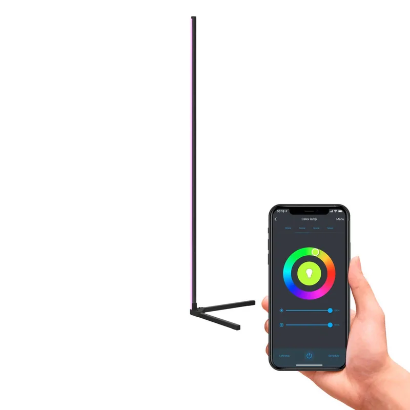 Smart LED vloerlamp met afstandsbediening RGBW van Calex in Zwart – productfoto 5 van 5