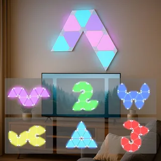 Smart LED wandlamp TRIANGLES, 9-delig, RGBW, dimbaar van Calex in Wit – productfoto 3 van 5