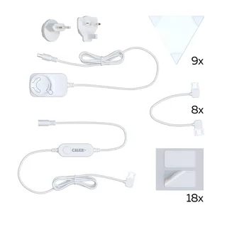 Smart LED wandlamp TRIANGLES, 9-delig, RGBW, dimbaar van Calex in Wit – productfoto 5 van 5