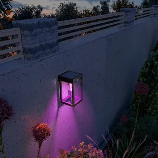 Smart Outdoor Solar Lantern, Sensor, RGBW by Calex in Black – product photo 1 of 2