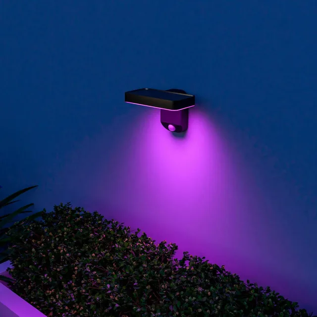 Smart Outdoor Solar wandlamp, sensor, RGBW