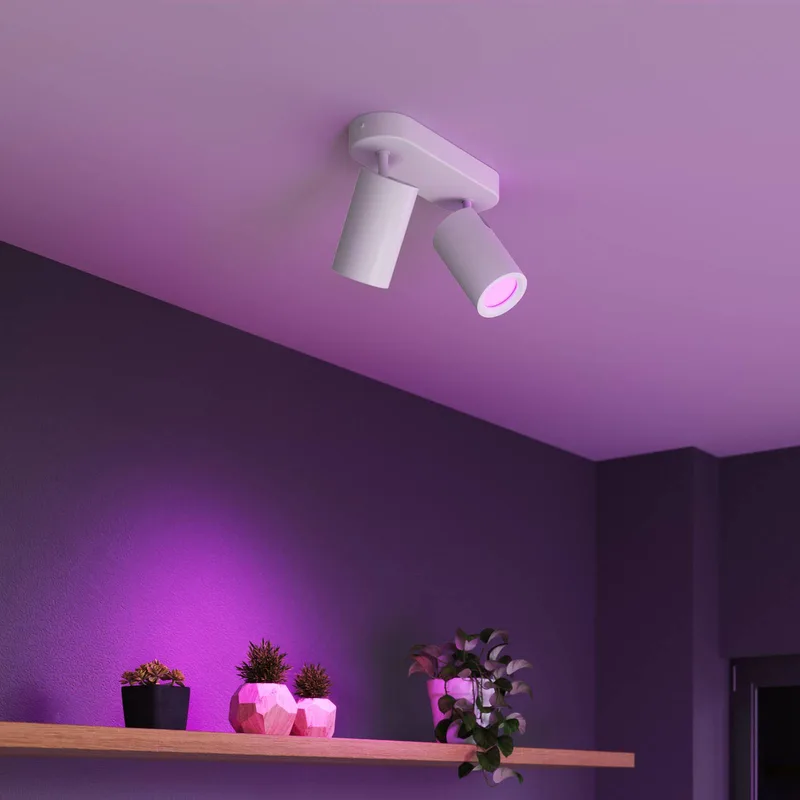 Smart loftspot hvid længde 22 cm 2 lyskilder GU10-LED RGBW fra Calex i Hvid – produktbillede