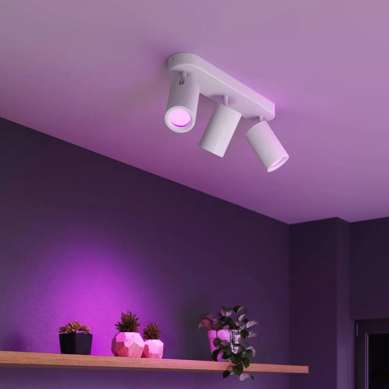 Smart plafondspot lengte 37 cm 3-lamps GU10-LED RGBW de Calex en Blanc – photo du produit