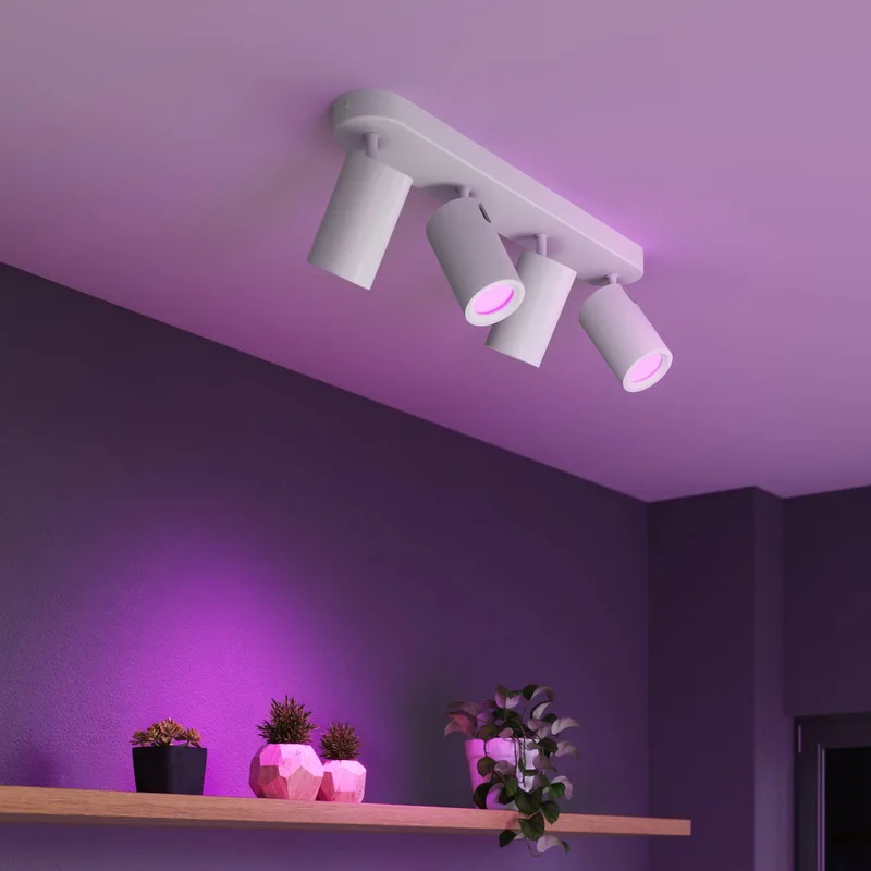 Smart plafondspot lengte 49 cm 4-lamps GU10-LED RGBW de Calex en Blanc – photo du produit