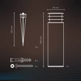Smart tuinpaal voor buiten, RGBW, set van 3 de Calex en Noir – photo du produit 1 sur 4