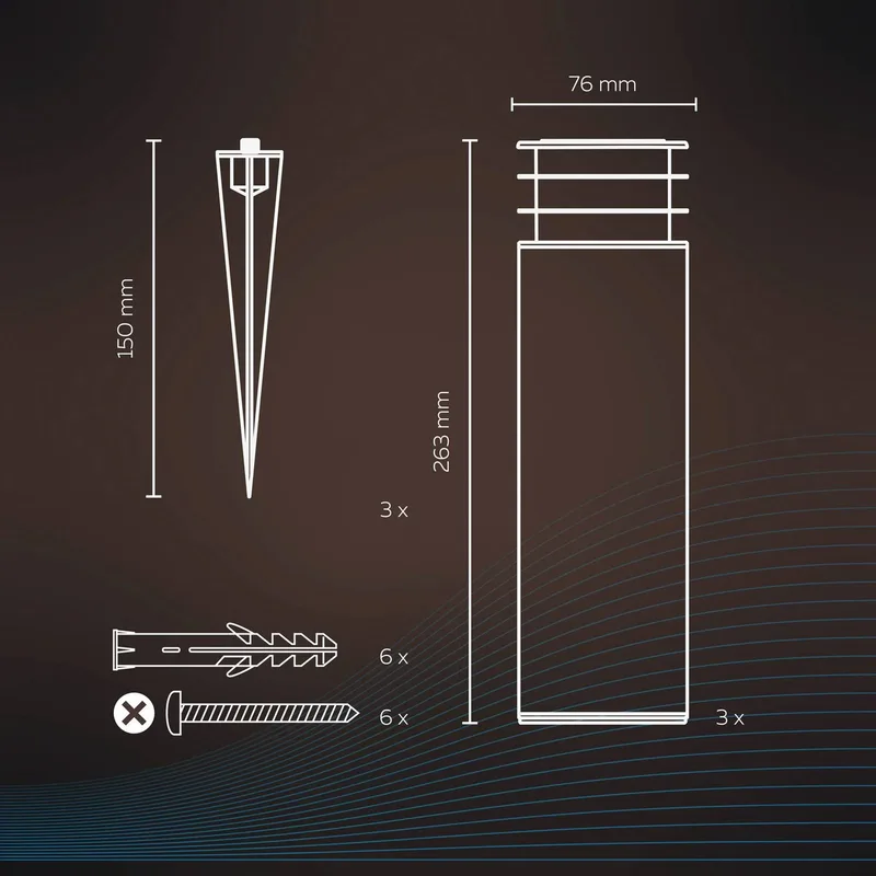 Smart tuinpaal voor buiten, RGBW, set van 3 de Calex en Noir – photo du produit