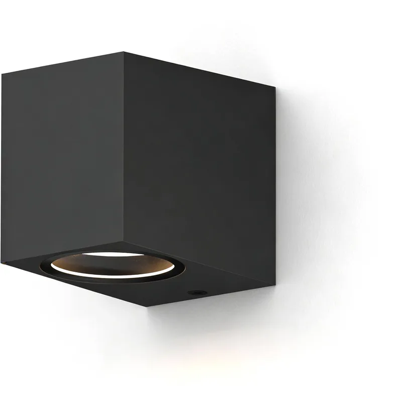 Smart Wandlamp Buiten - Rechthoekig - Downlight - RGB LED - Dimbaar - App & Spraakbediening - IP54 by Calex in Black – product photo